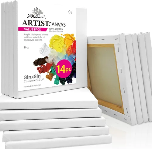 Miniatura 44 de PHOENIX Lienzo Estirado Grande para Pintura 14x18 Pulgadas/Paquete de 7 Unidades, 8 Oz Triple Imprimado Perfil de 5/8 Pulgadas 100% Algodón Lienzo