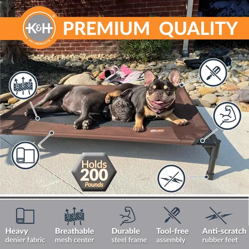 Miniatura 2 de K&H PET PRODUCTS - Cuna elevada para mascotas con centro de malla, varios tamaños Malla Chocolate/Negro