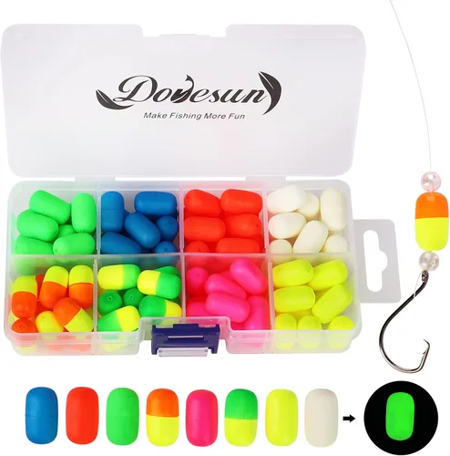 Miniatura 9 de Dovesun 220/104/80/60/54/52/42 piezas Pompano Rig Floats para Surf Pesca Bobbers de espuma para pesca con mosca Bobbers Floats Kit