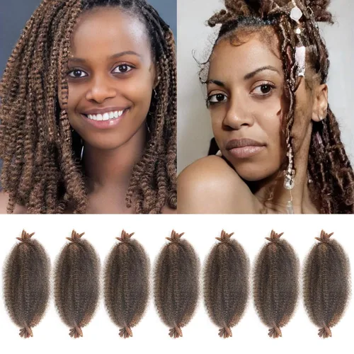 Miniatura 40 de 3 paquetes de cabello trenzado Marley Twist de 8 pulgadas, cabello afro twist elástico preseparado para rastas suaves de imitación, cabello