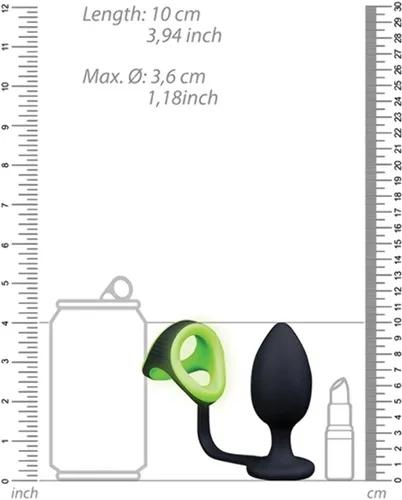 Miniatura 3 de Ouch GITD Plug W/CRing & BallStrap Grn OU726GLO