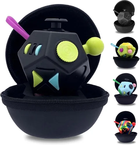 PILPOC - Cubo para la ansiedad theFube, Dodecágono con 12 lados – Cubo para la ansiedad de alta calidad con funda de transporte exclusiva, duradero,