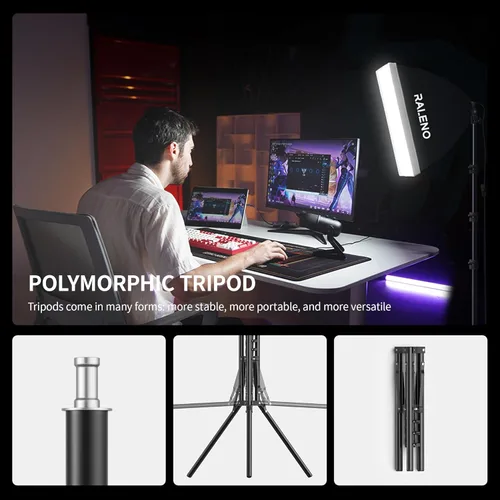 Miniatura 4 de Kit de iluminación de Softbox para fotografía RALENO, caja de luz de 16'' x 16'' para TikTok con bombilla LED (50W 5500K 97 CRI TLCI≥97), luz