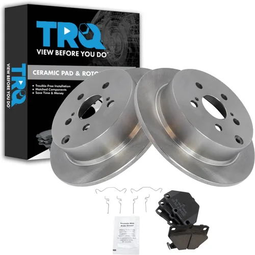 Miniatura 71 de TRQ Kit de rotor de freno trasero y pastillas de cerámica Posi premium compatible con camioneta Chevy GMC
