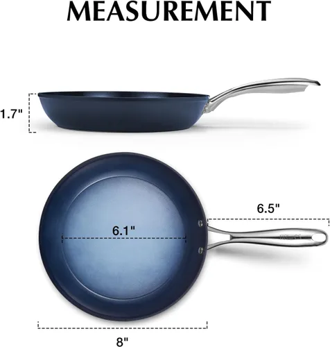 Miniatura 9 de KOCH SYSTEME CS Sartén pequeña, antiadherente de 8 pulgadas con revestimientos de cerámica no tóxicos, sartén antiadherente, sartén pequeña, Azul