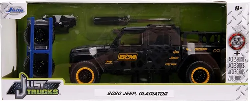 Miniatura 6 de Jada Toys Just Trucks 1:24 2020 Jeep Gladiator con estante de coche fundido a presión negro B&M, juguetes para niños y adultos