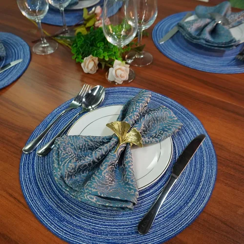 Miniatura 2 de WAZAIGUR Red-A, Manteles individuales redondos para mesa de comedor, juego de 4 manteles individuales tejidos resistentes al calor y Azul