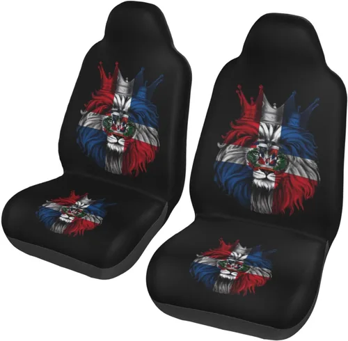 República Dominicana 2 fundas para asientos delanteros de automóvil, fundas universales para asientos delanteros, juego completo de 2 piezas, se