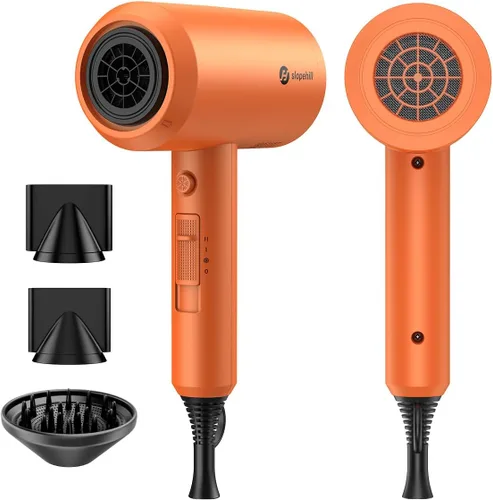 Slopehill Secador de pelo iónico profesional, potente secadora de bajo ruido de secado rápido de 1800 W con 2 boquillas concentradoras, 1 accesorios