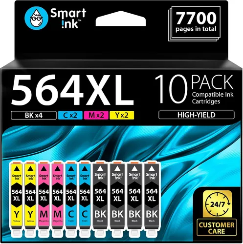 Smart Ink Cartucho de tinta compatible de repuesto para HP 564 XL 564XL de alto rendimiento, paquete de 10 (4 negros y 2 C/M/Y) para impresoras