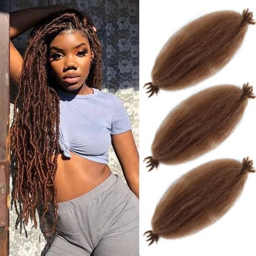 Miniatura 40 de Cabello afro elástico y trenzado de 30 pulgadas 2 paquetes, cabello preesponjado y trenzado elástico pre-estirado para extensiones de cabello suave
