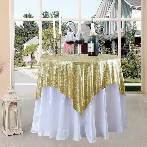 Miniatura 9 de Manteles redondos de lentejuelas negros para fiestas, de 121,9 cm, mantel redondo de purpurina ajustado, pequeño, lindo y dulce, para boda