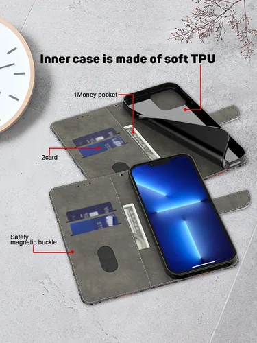 Miniatura 3 de Funda tipo cartera para Samsung Galaxy S22 Ultra, funda protectora de piel sintética con tapa 3D con tarjetero y cierre magnético para Galaxy S22