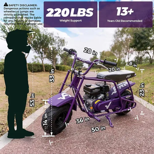 Miniatura 6 de FRP Mini Dirt Bike GMB100 Basic, nueva mini bicicleta de gasolina de 99 CC de 4 tiempos, 3 HP, todoterreno para adolescentes/adultos, sendero
