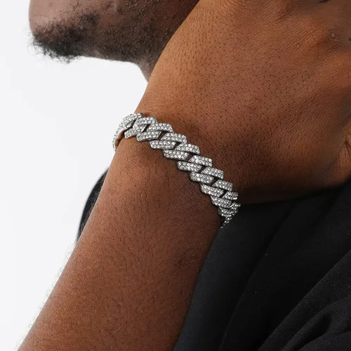 Miniatura 2 de Saintda Cuban Link Bracelet For Men WomenRose Gold18K Gold PlatedSilver Bracelet13mm8 inches Miami Iced Out Bracelet Hip Hop Bracelets Jewelry