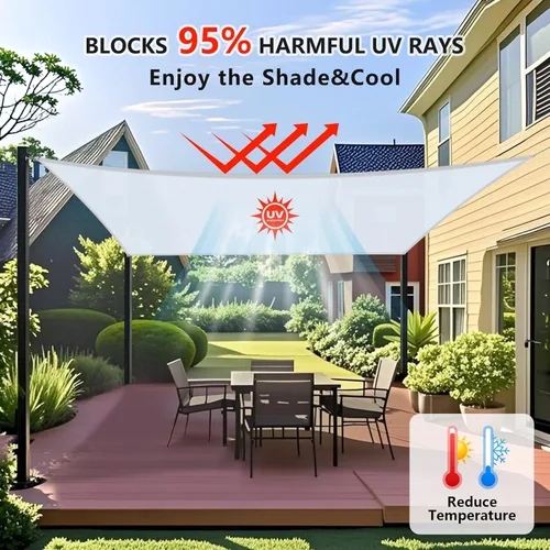 Miniatura 4 de Toldo Vela de Sombra Rectangular de Tamaño Personalizado de 6' x 7' Negro para Patio Jardín Trasero Césped Jardín Actividades al Aire Libre Malla