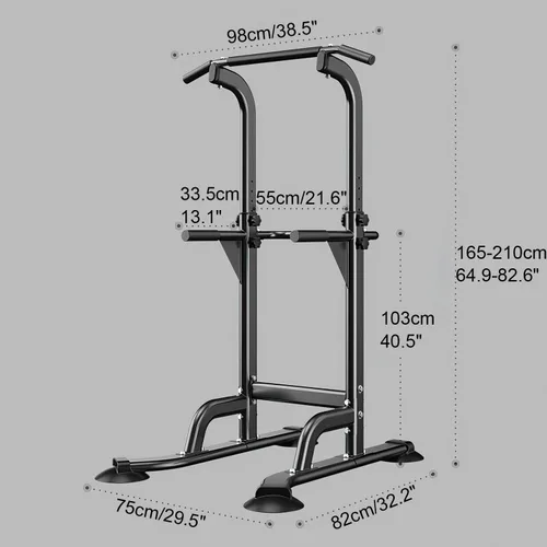 Miniatura 2 de Estación de dominadas, torre de fitness multifunción Equipo de entrenamiento de fuerza para gimnasio en casa con estación de inmersión y barra