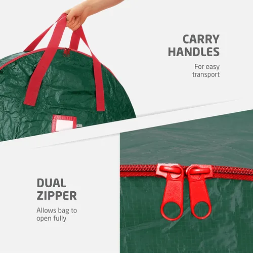 Miniatura 4 de ZOBER - Contenedor de almacenamiento para coronas de Navidad de 24 pulgadas - Bolsa para coronas de Navidad con doble cierre y asas duraderas - Verde