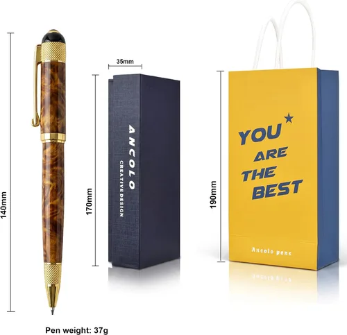 Miniatura 5 de Ancolo Bolígrafo personalizado – con caja de bolígrafo, bonito regalo de recuerdo, grabado con tu nombre/mensaje/número de teléfono en los Bolígrafo