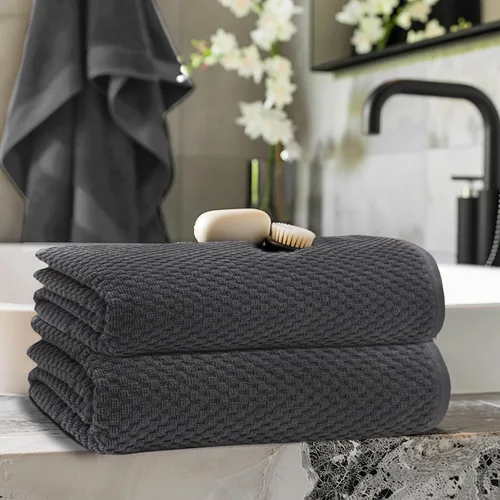 Miniatura 2 de COTTON CRAFT Sábanas de Baño con Tejido de Gofre - Juego de 2 Sábanas de Baño de Lujo Estilo Spa Europeo con Tejido de Gofre - Sábana de Baño de Gris
