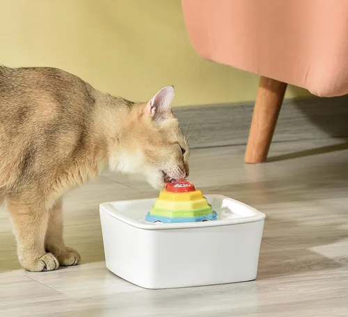 Miniatura 3 de Fuente de agua de cerámica para gatos de 1.5 L/50.73 onzas, dispensador de agua en torre para gatos, dispensador de agua para perros, fuente