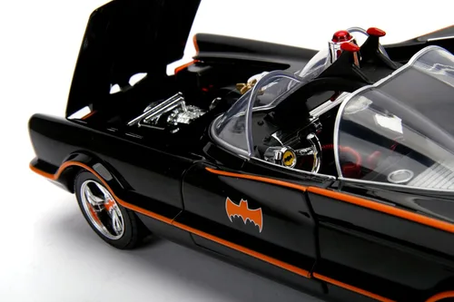 Miniatura 4 de Jada DC Comics 1:18 1966 Serie de TV clásica Batmobile - Coche fundido a presión con figuras de Batman y Robin de 3 pulgadas, juguetes para niños