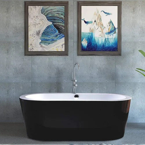 Miniatura 4 de Vanity Art Bañera de acrílico independiente moderna con cromo pulido certificado UPC redondo desbordamiento y drenaje emergente