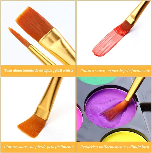 Miniatura 4 de Juego de pinceles de pintura acrílica, 1 paquete/10 pinceles de acuarela, pinceles de nailon para el cabello, para todo uso, óleo, acuarela, Azul