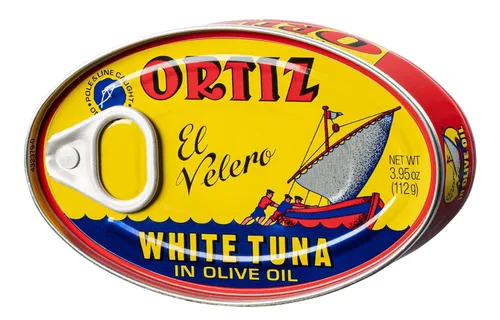 Miniatura 4 de Ortiz Atún en aceite de oliva, lata ovalada Kosher de 3.95 onzas, paquete a granel de 6 Atún enlatado superior Atún blanco Kosher Ortiz