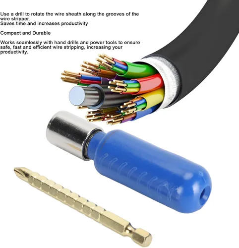 Miniatura 6 de Electric Wire Stripper 10mm², High Carbon Steel Cable Stripping Tool for Cordless Drills, Adjustable 21-50mm Wire Peeling Stripper for Electrical