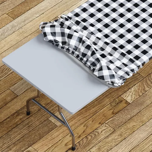 Miniatura 18 de Sorfey Mantel ajustado con elástico, vinilo con parte trasera de franela, se adapta a mesa de 24 x 48 pulgadas, rectangular, a prueba de agua, fácil