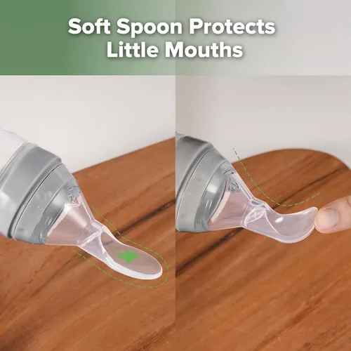 Miniatura 3 de Haakaa Comedero de silicona para bebés de 4 onzas, alimentador de cereales para bebés, alimentador de alimentos frescos para bebés, botella de Gris