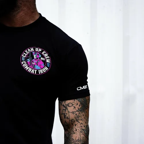 Miniatura 6 de Combat Iron Clean Up Crew Operator Skull - Camiseta de manga corta para hombre, ajuste atlético