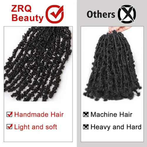 Miniatura 46 de ZRQ Butterfly Locs Cabello de Ganchillo Corto 6 Paquetes Negro Cabello Bob de Ganchillo 8 Pulgadas Locs Sintéticos Desordenados Desgastados Trenzas