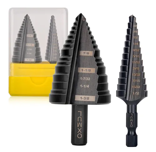M35 - Juego de brocas escalonadas para metal, 1/8-1-3/8, 19 pasos, brocas de cobalto, resistentes para acero inoxidable, metal duro, aluminio,