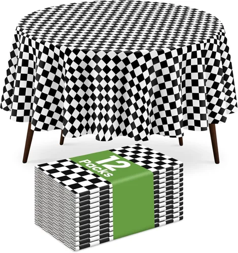 Miniatura 16 de Paquete de 2 manteles redondos desechables color azul oscuro, manteles de plástico para fiestas, 84 x 84 pulgadas, impermeable, para campamento