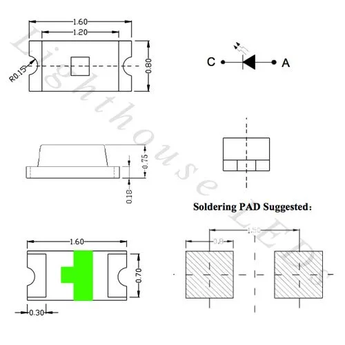 Miniatura 2 de 0603 SMD UV/Purple - LED ultra brillante (paquete de 20)