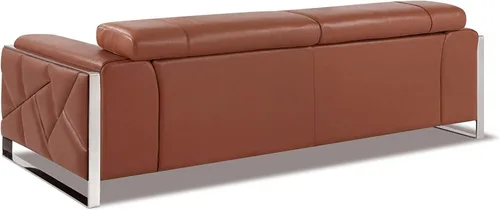 Miniatura 3 de BlackJack Furniture Gianni - Sofá de cuero italiano de grano superior con reposacabezas ajustables de 9 posiciones, patrón geométrico contemporáneo