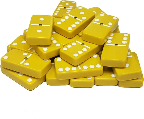 Miniatura 3 de Marion & Co. Dominó Doble Seis 6 Amarillo con Puntos Blancos Jumbo Torneo Tamaño Profesional con Giradores en Elegante Bolsa de Terciopelo Negro