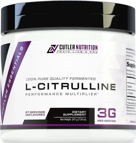 Cutler Nutrition Jay Essentials - Polvo de L-citrulina 100% puro, sin sabor, 0.11 onzas por porción, soporta resistencia y bombas (67 porciones)