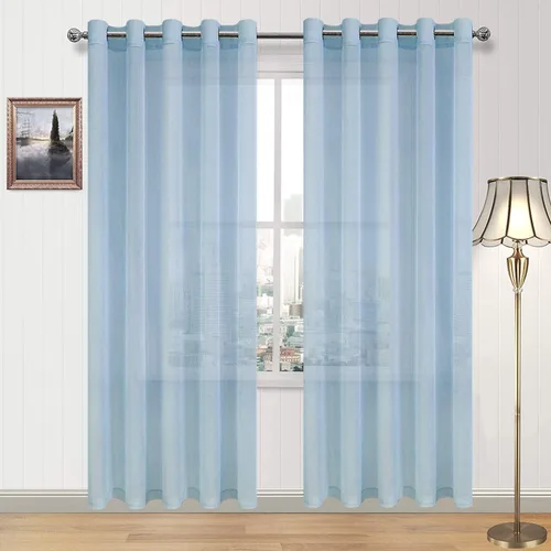 Miniatura 115 de DWCN Cortinas traslúcidas color verde frijol para sala de estar y dormitorio - Cortinas voile con aspecto de lino sintético con ojales en la parte