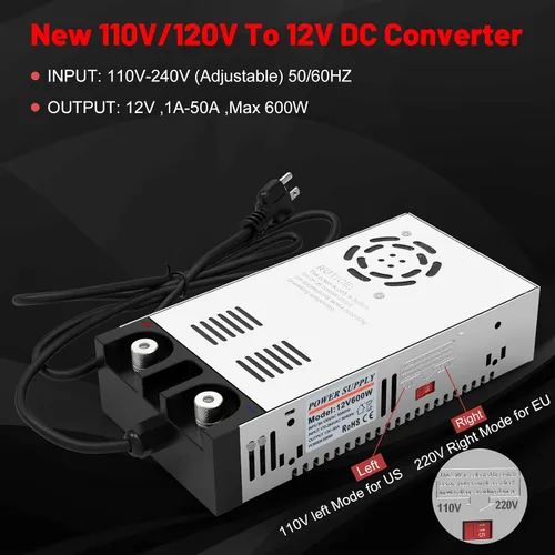 Miniatura 2 de IMAYCC Convertidor de 110 V CA a 12 V CC Fuente de alimentación Transformador de interruptor de 12 V CC para tira LED, monitor LCD, CCTV, radio