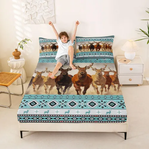Miniatura 31 de Erosebridal Southwestern - Sábanas de cama bohemias aztecas, tamaño individual, sábanas hippie de cachemira, ropa de cama de estilo exótico, funda