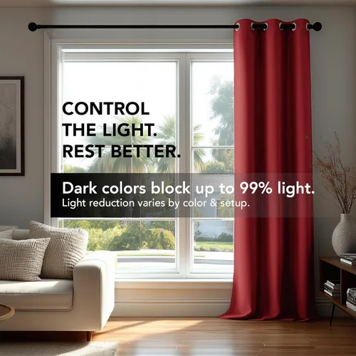 Miniatura 4 de Deconovo - Cortinas opacas con ojales y aislamiento térmico Rojo