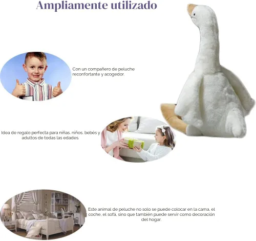 Miniatura 3 de Peluche de cisne de 15.7 pulgadas, peluche de ganso blanco, regalo para niños