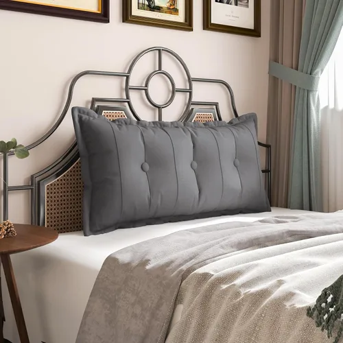 Miniatura 10 de VERCART Almohada grande para cabecero, almohadas de sofá cama, almohada de lectura, almohada de cabecera de cama, almohada de apoyo de Gris