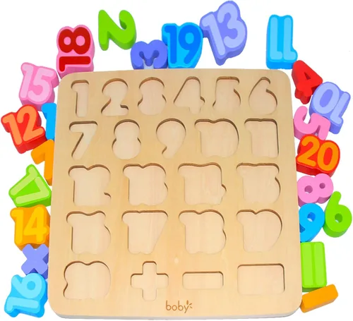 Miniatura 7 de Rompecabezas de números de madera, rompecabezas de letras y números ABC para niños de 3 años, juguetes de aprendizaje preescolar para niños, Rojo