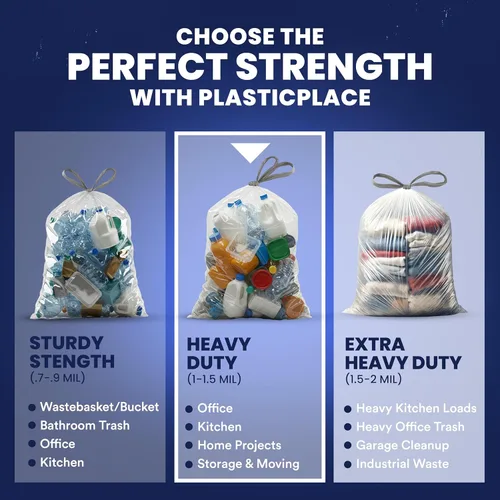 Miniatura 6 de Plasticplace Bolsas de basura de 13 galones │ 1.2 mil │ Forros blancos extragrandes para cubos de basura │ 24 x 31 pulgadas (50 cajas)