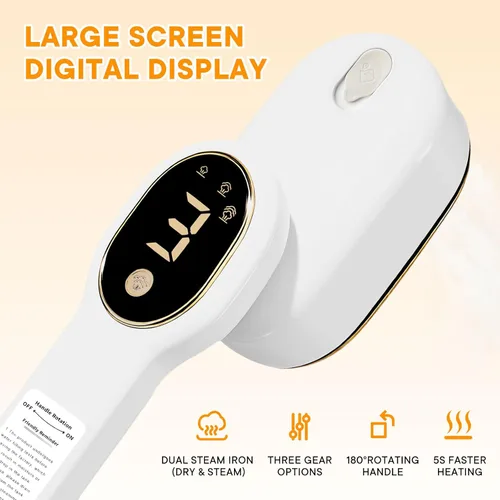 Miniatura 8 de Vaporizador Inteligente de Viaje para Ropa, Vaporizador de Vapor Portátil Manual Mini de Viaje de 1200W Todo en Uno Plancha con Pantalla LCD, 3