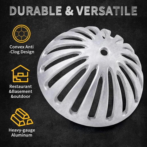 Miniatura 2 de Cubierta de drenaje de piso de aluminio resistente de 5-1/2 pulgadas Commercial,Dome Cover,Preventing Leaves from Clogging the Drain,Fits